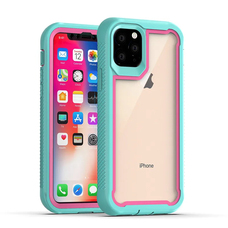 iPhone 11Promax 6 8 7 Plus X XR XSMAX Front&Back 360 Full Body Protection Case Colorful TPU Bumper Hybrid Armor Mobile Phone Bag