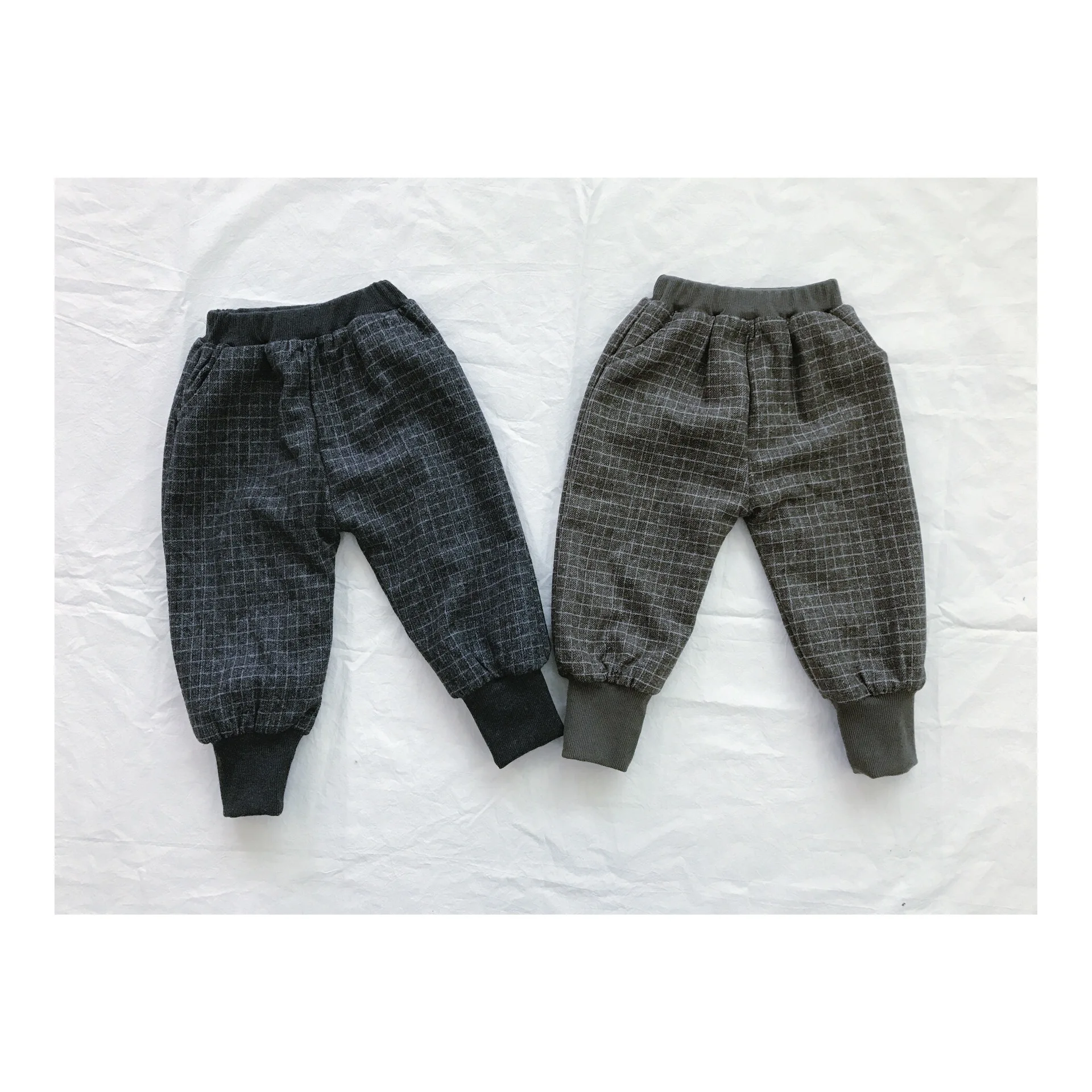 

Forest Map Children plus Velvet Trousers Winter Style han ban Nylon Material Checkered Long Legs Ribbed Pattern Bloomers Brushed