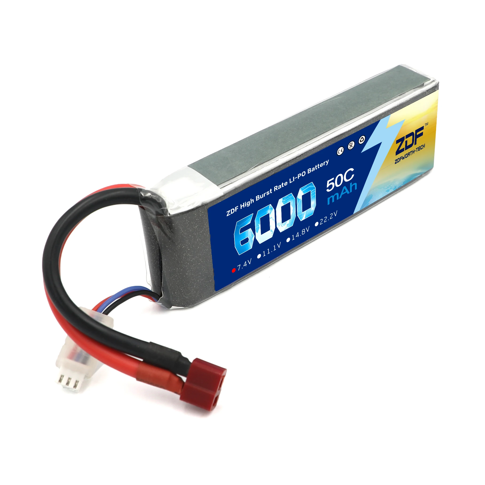

ZDF Power RC 2S LiPo Battery 7.4V 6000MAH 50C For RC Quadcopter Drone Helicopter Car boat Airplane