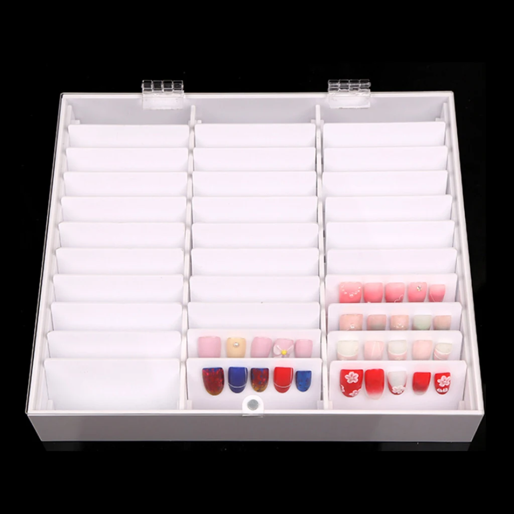 30Grids Acrylic Nail Tips Display Holder Removable False Nail Art Storage Box Organizer Case for Salon Manicure Tools