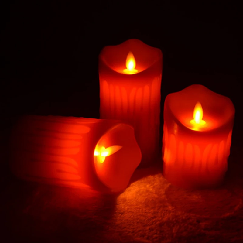 3Pcs Candle Lights Home Decoration Holders Accessories Church Christmas Gifts