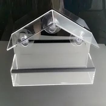 

Bird Parrot Cage Feeder with Suction Cup Easy to Install Transparent Plastic Bird Feeder Small Pet Supplies