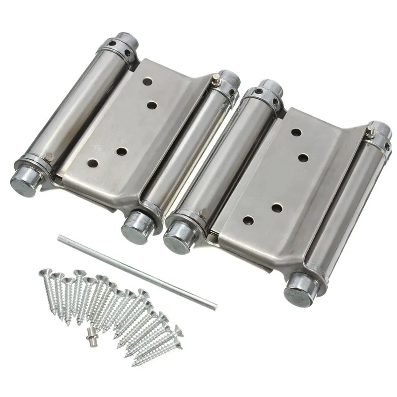 

2Pcs 3 Inch Double Action Spring Hinge Saloon Cafe Door Swing Door Stainless Steel Hinge Suitable Door Thickness: 2.5-3.5cm