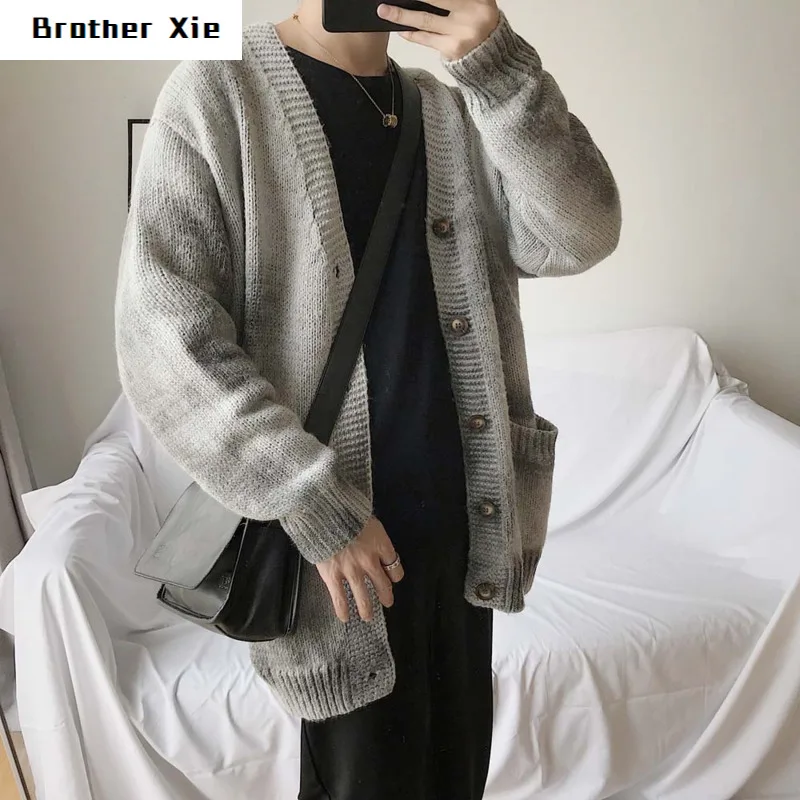 

Winter Cardigan Men Fashion Tie Dye Print Casual Sweter Jacket Man Streetwear Wild Loose Long Sleeve Sweater Male Clothes