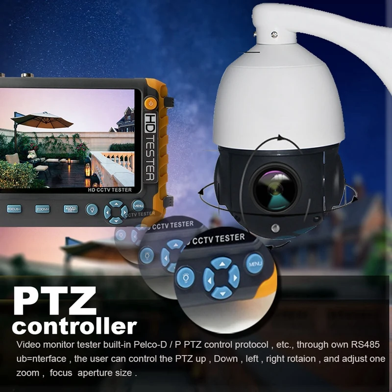 5 дюймов Tft Lcd Hd 5Mp Tvi Ahd Cvi Cvbs Аналоговый тестер камеры безопасности монитор в одном