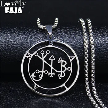

2020 Stainless Steel Demon Seal Chain Necklace Silver Color Satan BALAM Necklaces & Pendants Women/Men Jewelry colar N3063S03