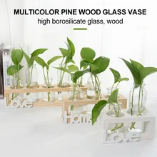 Гидропонная ваза, стеклянная бутылка, ваза, прозрачная ваза, крепкая, модная, красивая, деревянная микро-гидропоника, кронштейн для семьи, для улицы