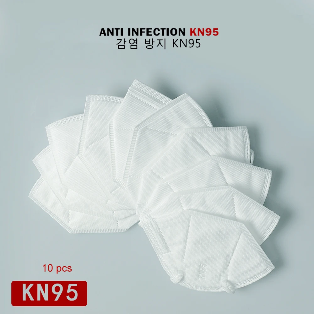 

10 pcs KN95 Dustproof Anti-fog And Breathable Face Masks 95% Filtration N95 Masks Features as KF94 FFP2