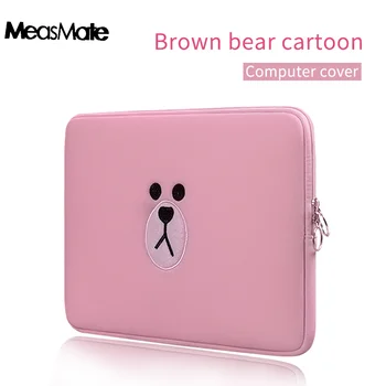 

Cartoon Bag Laptop Bag 11 13 15.6 Inch For Macbook Air Pro 11 13 15 Tablet Case Computer Sleeve Computer Pocket Cute Brown Bear