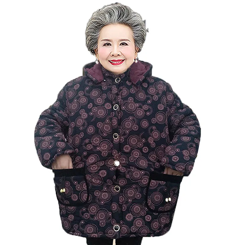 8xl Parkas Coat Elderly Clothing Women Winter Jacket Padded Warm