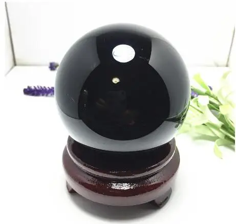 50-200mm Natural Black Obsidian Sphere Large Crystal Ball Healing Stone+Pedestal 4