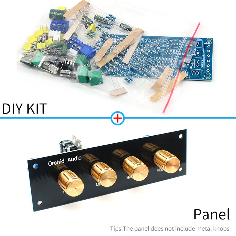 UNISIAN тональная плата NE5532 OP-AMP Hi-Fi предусилитель для низких высоких частот баланс громкости тон эквалайзер плата управления для усилителей DIY KIT - Цвет: KIT with Panel