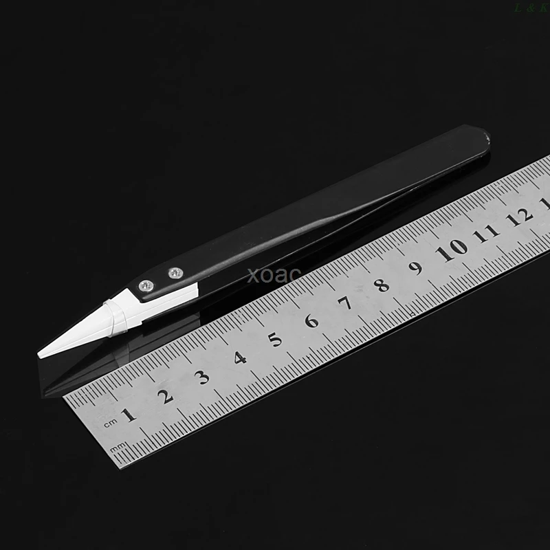 Ceramic Tips Tweezers Stainless Steel Handle Straight Aimed Tweezers 1PC for Coils M05 precision tweezers,tweezer tool,ceramic tweezers