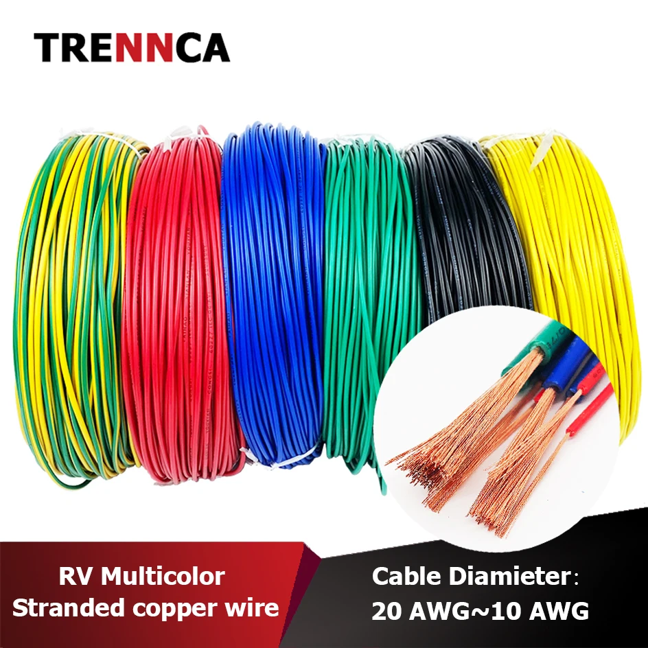 

RV Multi Stranded Copper Cable 20AWG Oxygen-Free Copper Electric Wire Flexible Power Cord for Speaker,Audio,Led Lights,DIY