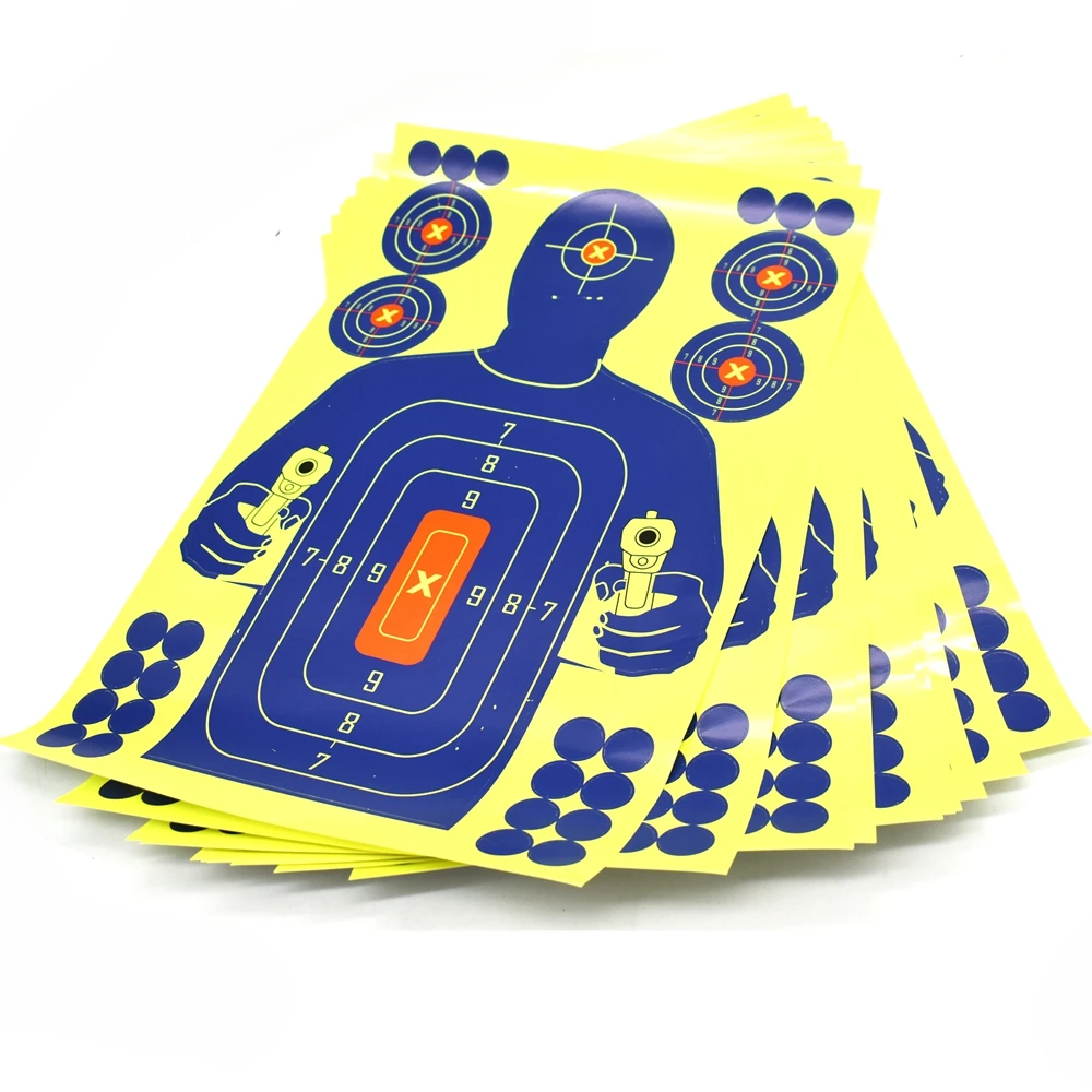 10Pcs Splatterburst Target 12X18 Pollici Silhouette Tiro Colpi Bersaglio Scoppiano Luminoso Fluorescente Giallo Su Impatto Pistola/Fucile