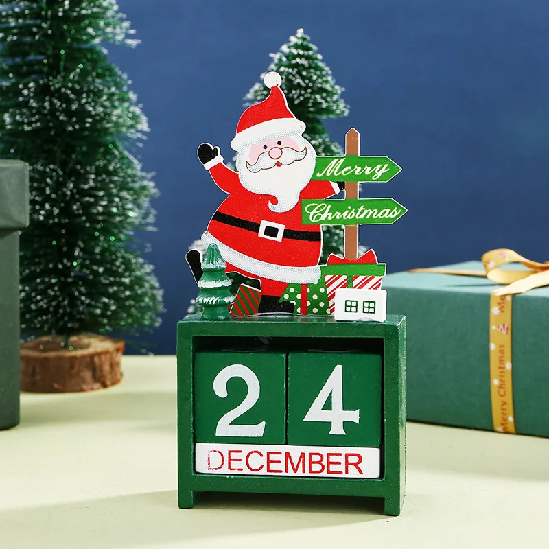 Wooden Calendar Ornaments Christmas Countdown Desk Calendar Desktop Ornaments Christmas Gifts for Home Outdoor Accessories