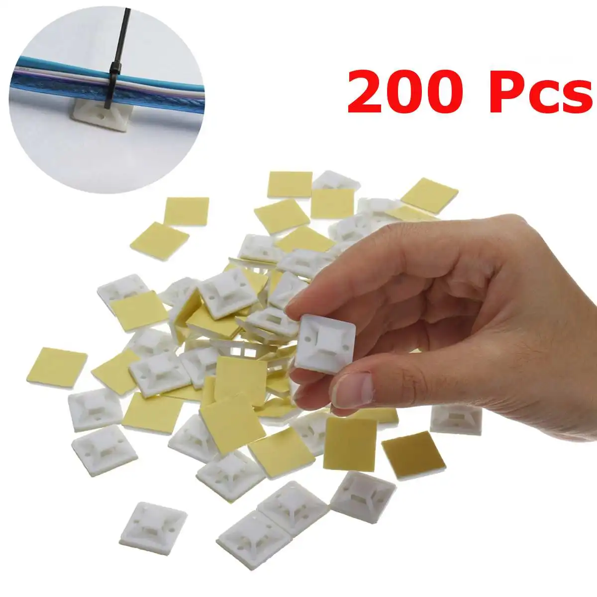 200PCS100Pcs20x20mmSelfAdhesiveStickonMountsForCableTies