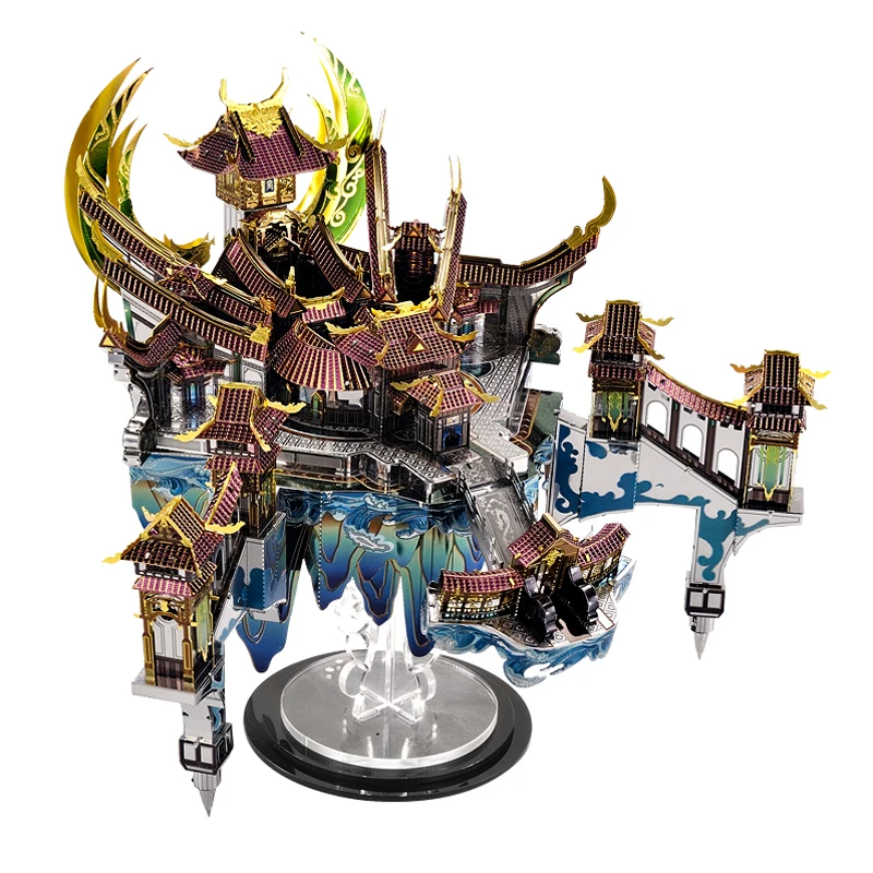 Microworld Dragon Palace model kits DIY laser cutting Jigsaw puzzle fighter model 3D metal Puzzle Toys for Children gifts 3