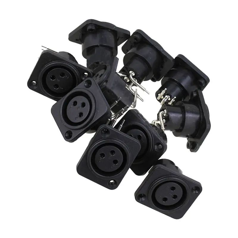 Горячая новинка 10 шт. черный XLR 3pin гнездовой разъем Панель Крепление Шасси гнездо