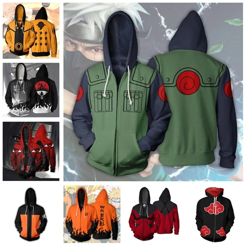 Naruto Shippuden Kakashi Hatake Costume Cosplay Hoodie Coat Jacket Sweatshirt 