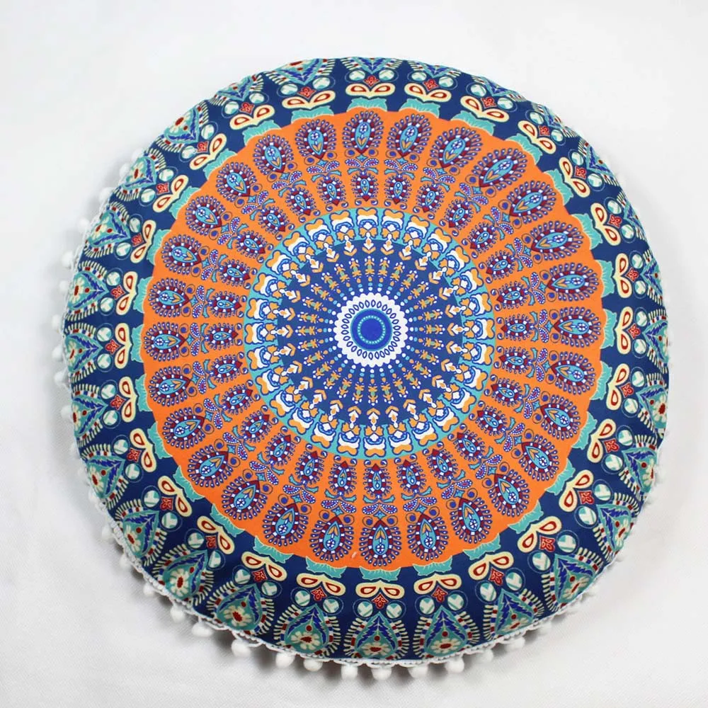 L5 напольные подушки с индийской мандалой, круглые богемные подушки, чехол, цветная текстильная подушка 43*43 см, Прямая поставка - Color: I