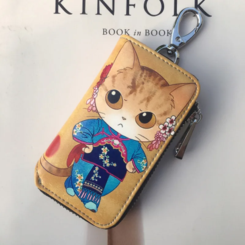 Porte Cle, ПУ, унисекс, автомобильный держатель для ключей,,, кожа, окрашенная, мини сумка, милый, на молнии, с принтом, художественный, каракули, ручная роспись, кошелек
