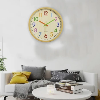 

Silent Non-Ticking Kids Wall Clock Large Decorative Operated Colorful Clock for Living Room Bedroom School Classroom