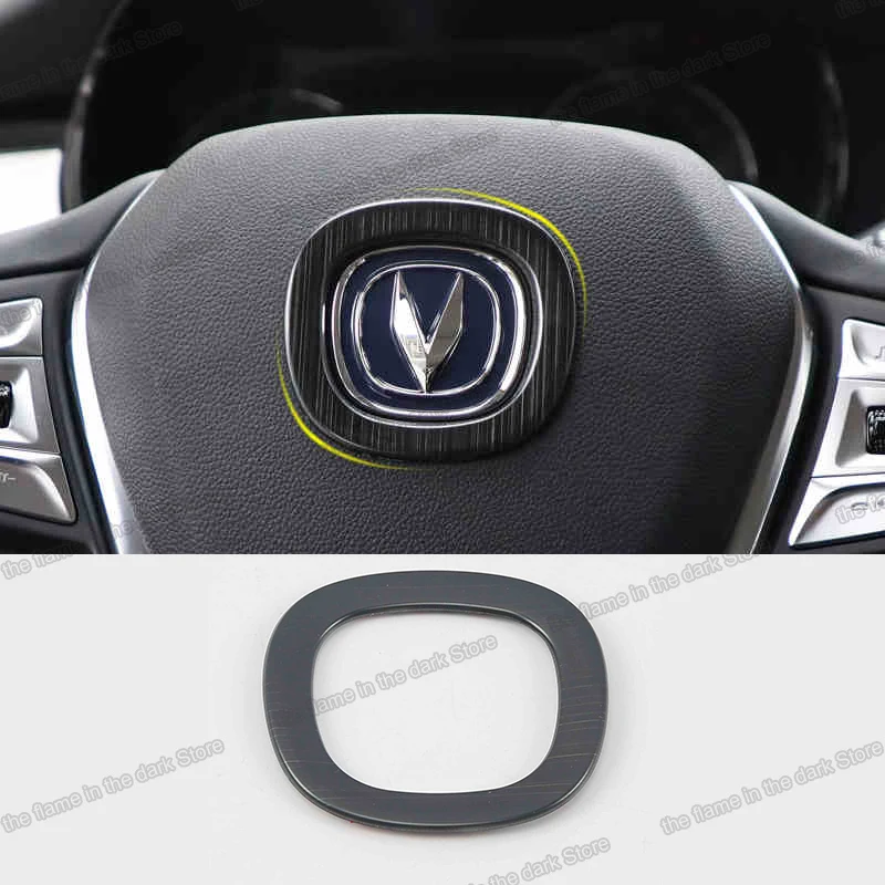 Car Steering Wheel Logo Frame Trims Interior Accessories Chrome for Changan Cs75 2018 2019 2020 Carbon Fiber 2021 2022 | Автомобили и