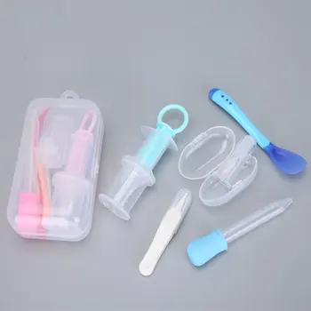 

Baby Care Set Nipple feeder+dropper feeder+temperature scoop+booger clip+boxed finger toothbrush Baby Cleaning Tools Utensils