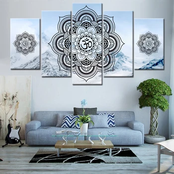 

5 pieces Diamond painting white Mandala cross stitch 5d diy handmade puzzle mosaic Diamond Embroidery rhinestone art Multi panel