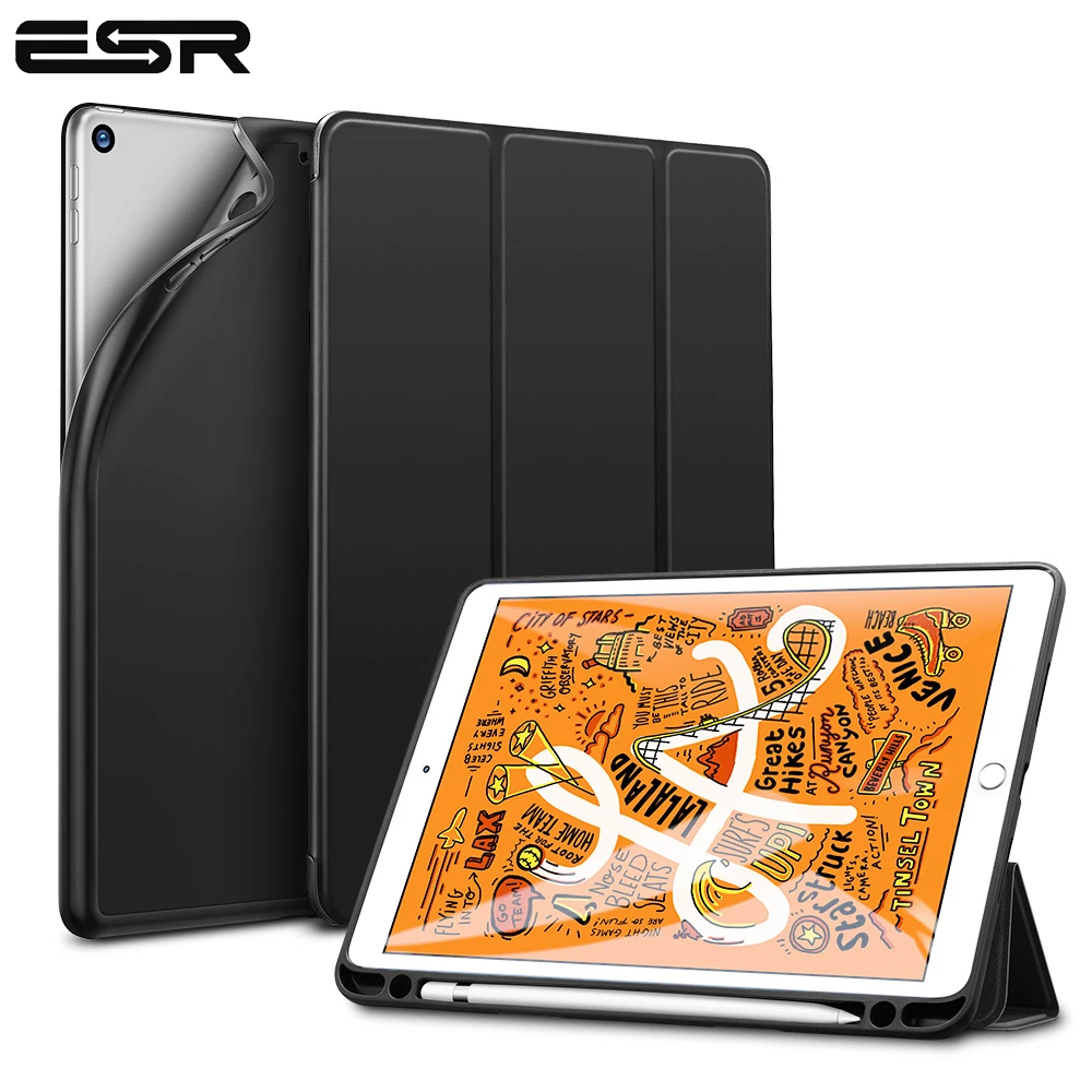 Billig ESR Rebound Bleistift Fall für iPad Mini 5 2019 Weiche Flexible Gummierte Trifold Smart Fall mit Bleistift Slot für iPad mini 2019