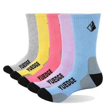 

YUEDGE Brand Women's Middle Tube Socks Combed Cotton Thickened Towel Bottom Design Breathable Sweat Anti-friction 2/3/5Pairs