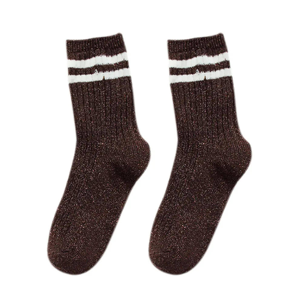 Осенне-зимние утолщенные трендовые теплые носки женские носки Золотая и серебряная нить