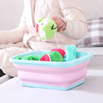 

Collapsible Plastic Laundry Basket Space Saving Foldable Storage Container Rectangular Organizer Portable Washing Tub