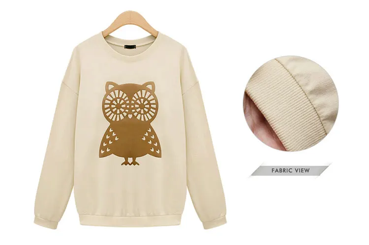 Осень-зима, женские футболки с принтом персонажей, повседневный топ с изображением совы, рубашка с длинным рукавом, флисовые топы, M-XXL