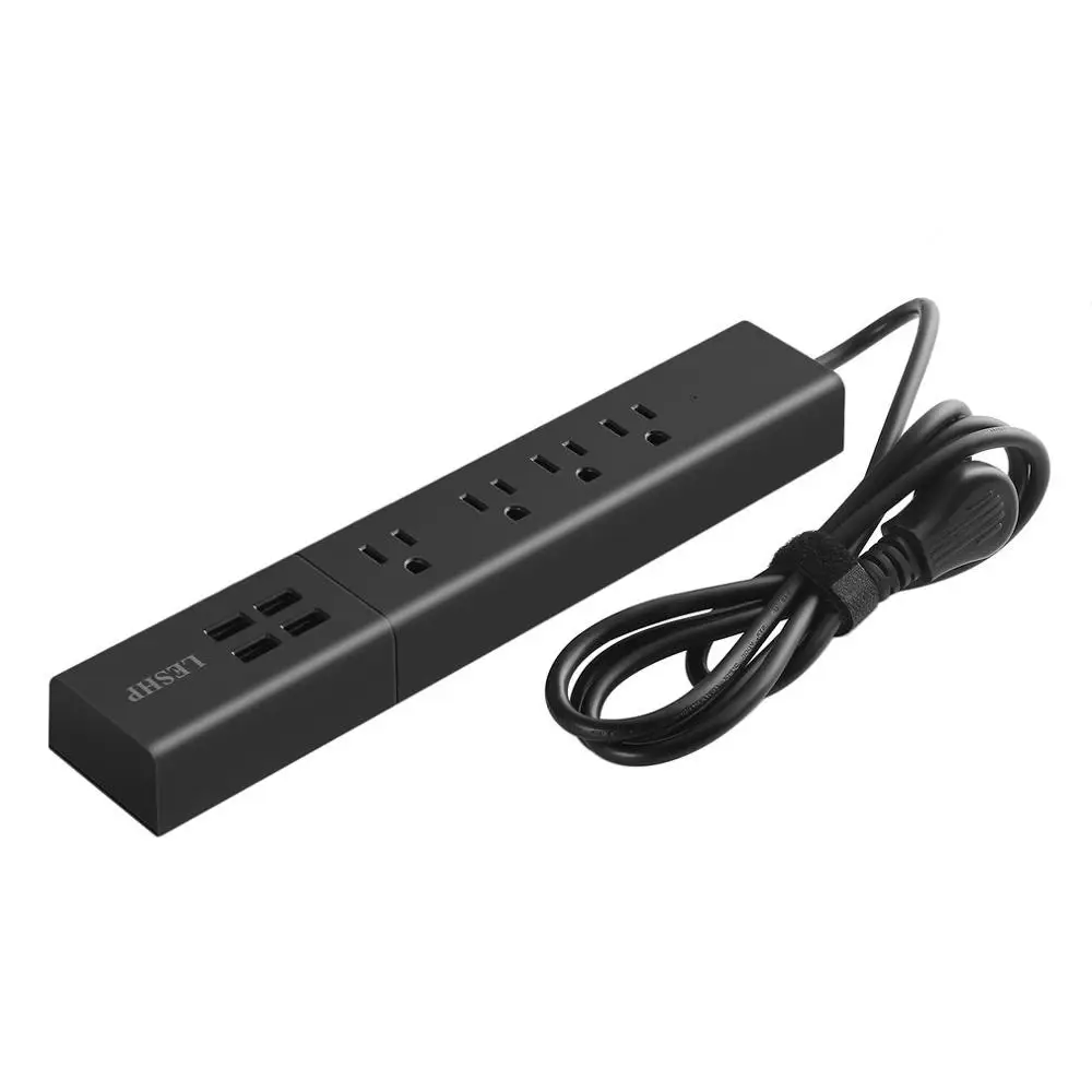 

NewLESHP Socket AC 4-Outlet Power Strip Right-Angle Flat Plug With 4 USB Port for Workbench Nightstand Dresser Home & Office