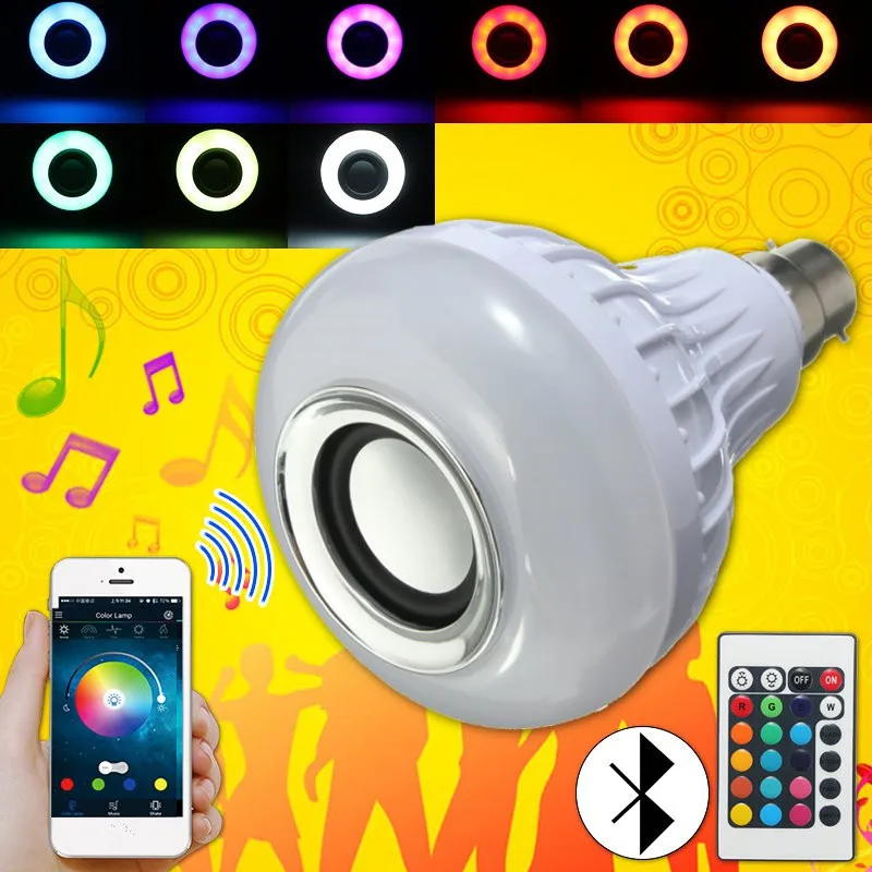 

12W B22 LED RGB bluetooth Speaker Bulb Wireless Music Playing Light Lamp with Remote Controller AC100-240V