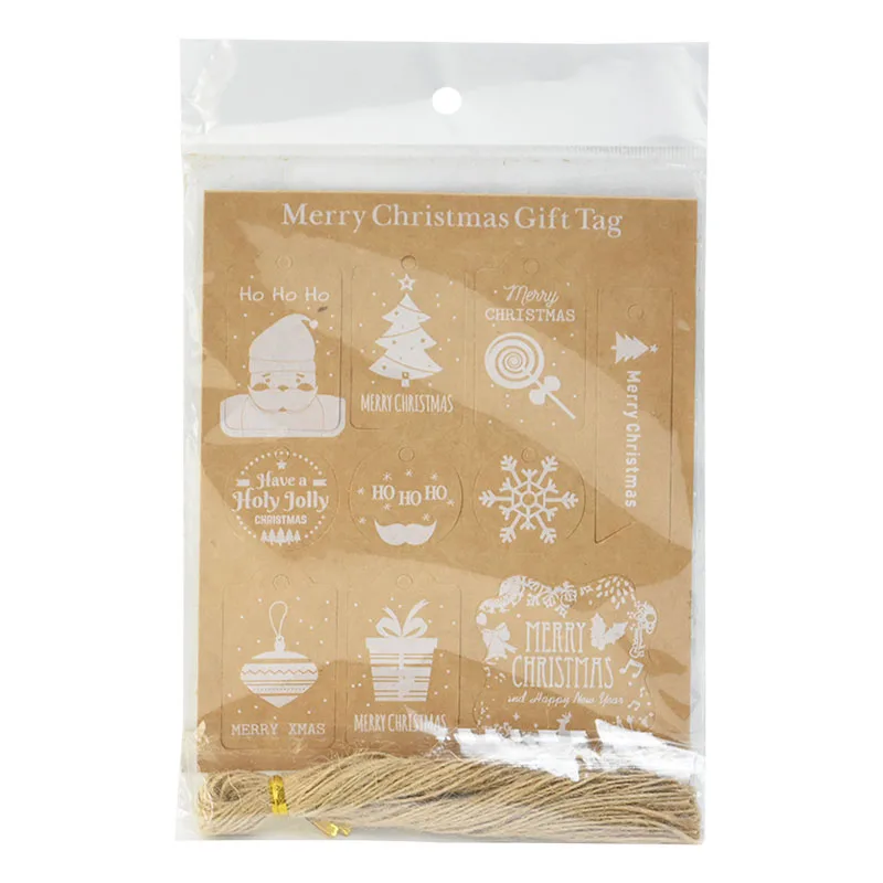 50PC Xmas Blessing Gift Card Hang Merry Christmas Kraft Paper Tags Label Decor W 