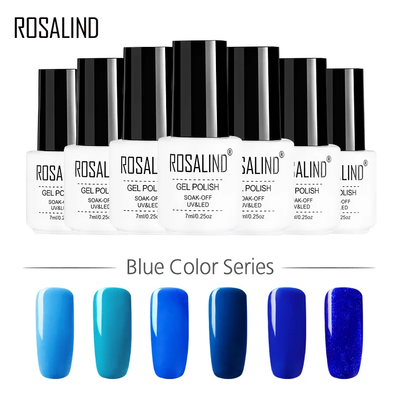 

ROSALIND Gel Nail Polish Classic Nail Gel Hybrid Varnish Blue Grey Gel Nail Polish Set Manicure Top Base All For Nails Permanent