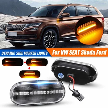 

Pair Dynamic Flow LED Side Marker Lights Turn Signal Indicator Lamps For Ford/C-Max/Focus/Fiesta For VW Bora Golf 3 4