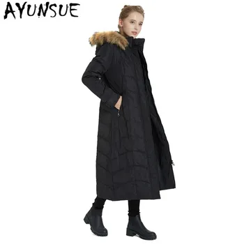 

AYUNSUE 90% White Duck Down Coat Plus Size Korean Puffer Jacket Fox Fur Collar Hooded Winter Coat Women Clothes 2020 YY1985