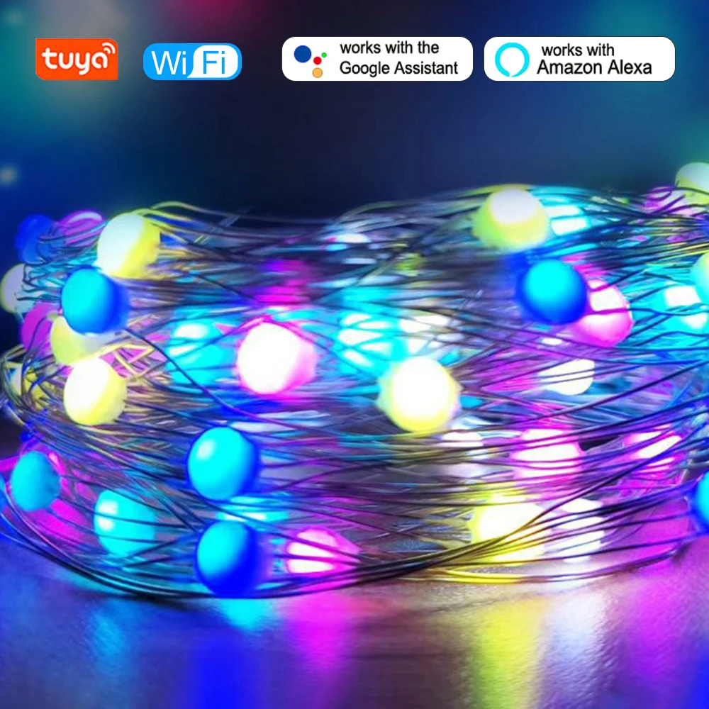 

Tuya Smart WiFi LED Fairy String Light RGB Dancing with Music Sync Fairy Lights Garland for Home/Holiday/Christmas Tree Decor