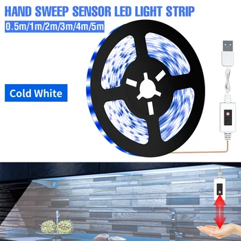 

Led Closet Light 5V Led Smart Hand Sweep Lamp Strip USB Led PIR Motion Sensor Waterproof Light Bathroom Cabinet Decor 1/2/3/4/5M