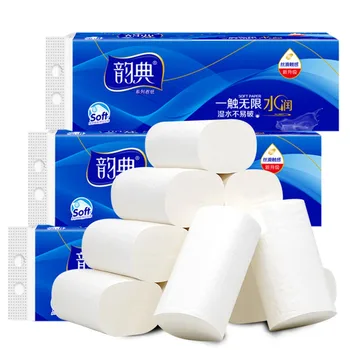 

12 Rolls Strong Soft 4 Layer Toilet Paper Household Kitchen Napkin Bath Tissue Giant Roll Skin-Friendly Paper Towels Tissue