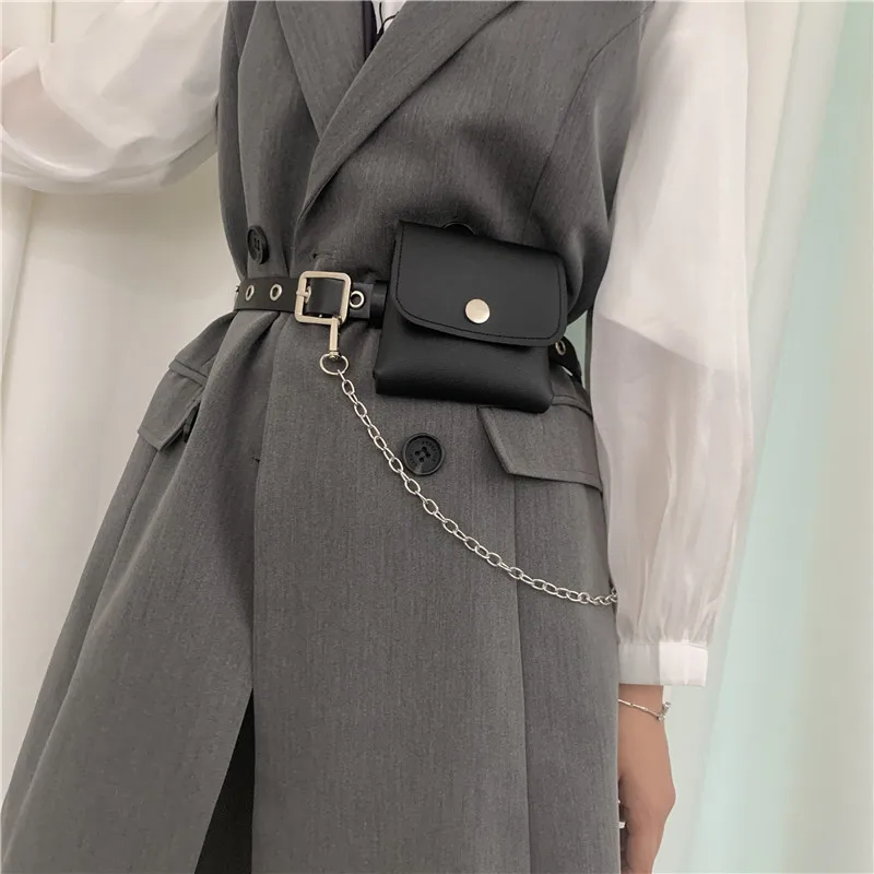 Belt-Bag Purse Phone-Chain-Bags Fanny-Pack Black Female Fashion Women Lady Gift for Simple
