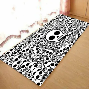 

Halloween Skulls Pattern Area Rug Soft Fleece Floor Mat Rectangle Non-Slip Area Rug Holiday Decorations