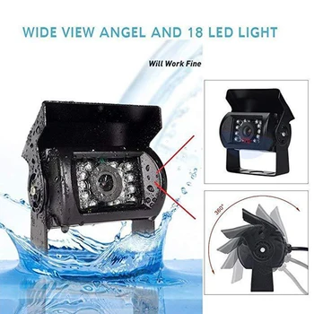 

18 LED 7 Inch Monitor Parking Metal Rear View Camera Kit Universal Easy Install Bus Wide Angle Backup Night Vision Reversing