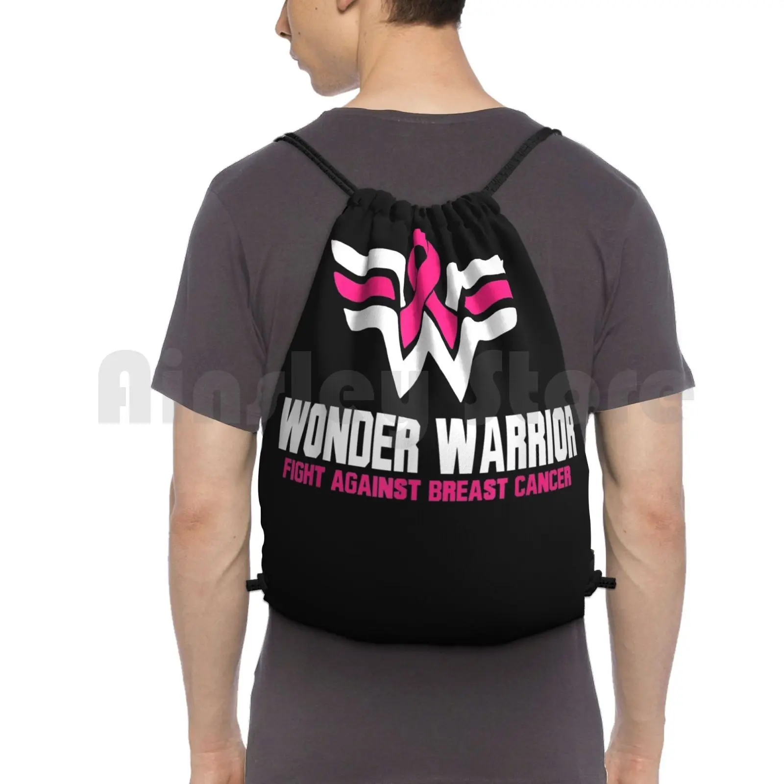 Cancro Al Seno Super Hero Per Donna Zaino Borse Con Coulisse Borsa Da Palestra Cancro Impermeabile Consapevolezza Del Seno Rosa