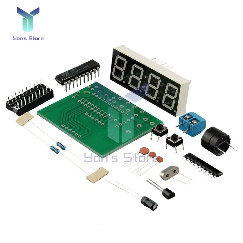 AT89C2051 DC 3V-6V Electronic Digital Display Clock Digital Tube LED Display 4 Bits Electronic Module Parts and Components DIY