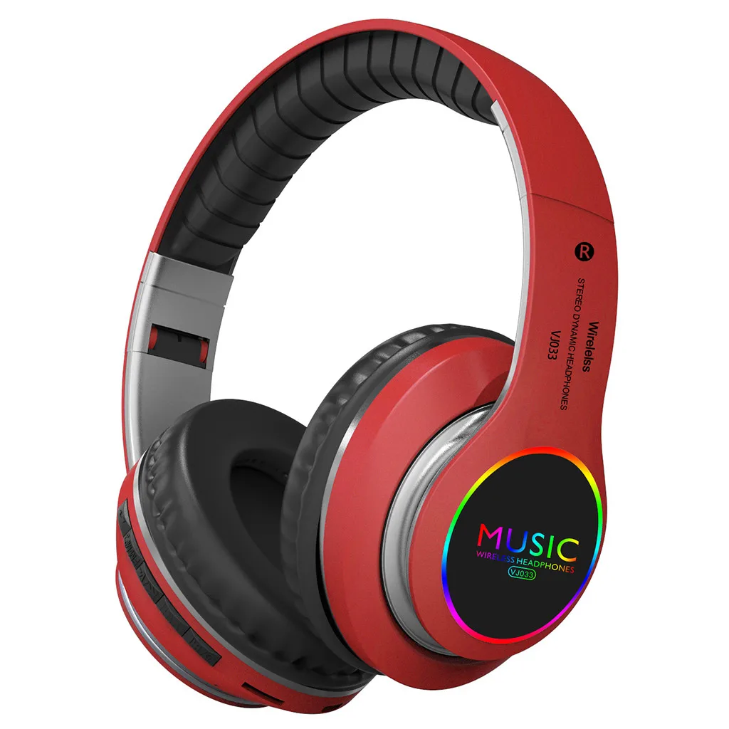 Red VJ033 портативные беспроводные наушники Bluetooth стерео Складная гарнитура аудио Mp3 регулируемые наушники с микрофоном для музыкальных игр - Цвет: Red